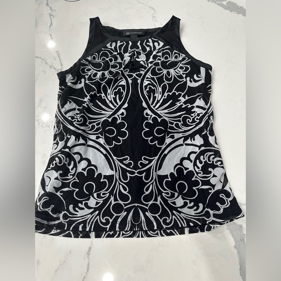 INC International Concepts Tops - INC International Concepts black and white floral tank size small